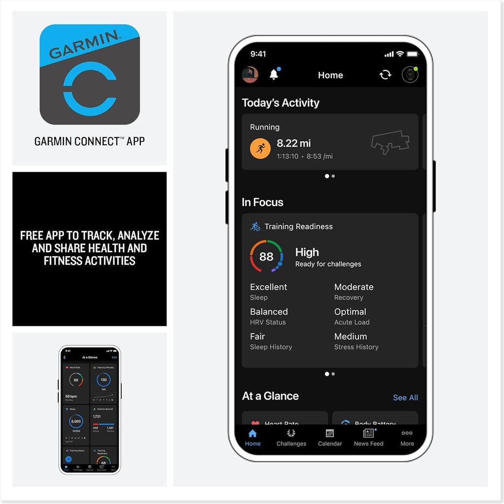 Garmin Forerunner 570 Running Smartwatch, 42MM WiFi, GPS Fitness Watch for Men and Women, Cloud Blue Aluminum with Translucent Whitestone/Cloud Blue Band + Access 600 Fitness Monitor, M-XL + More