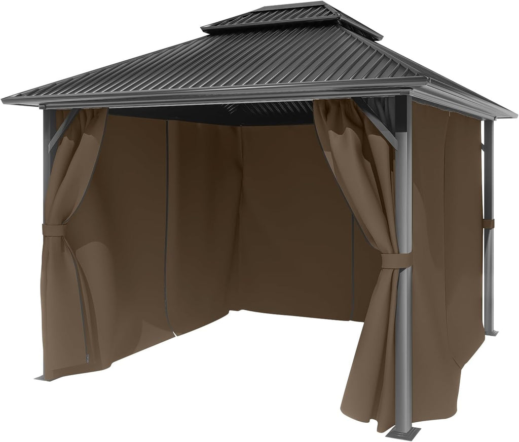 BPS 12' x 16' Gazebo Privacy Curtains with Double Zipper, 4-Panels Side Wall Universal Gazebo Side Panels Replacement for Patio, Outdoor Canopy, Garden and Backyard (Curtain Only)