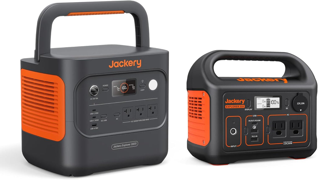 Jackery Explorer 2000 v2 Portable Power Station with Explorer 300, 2042Wh LiFePO4 Battery, 2200W Solar Generator, USB-C PD 100W Fast Charging for Camping, Home Use(Solar Panel Optional)