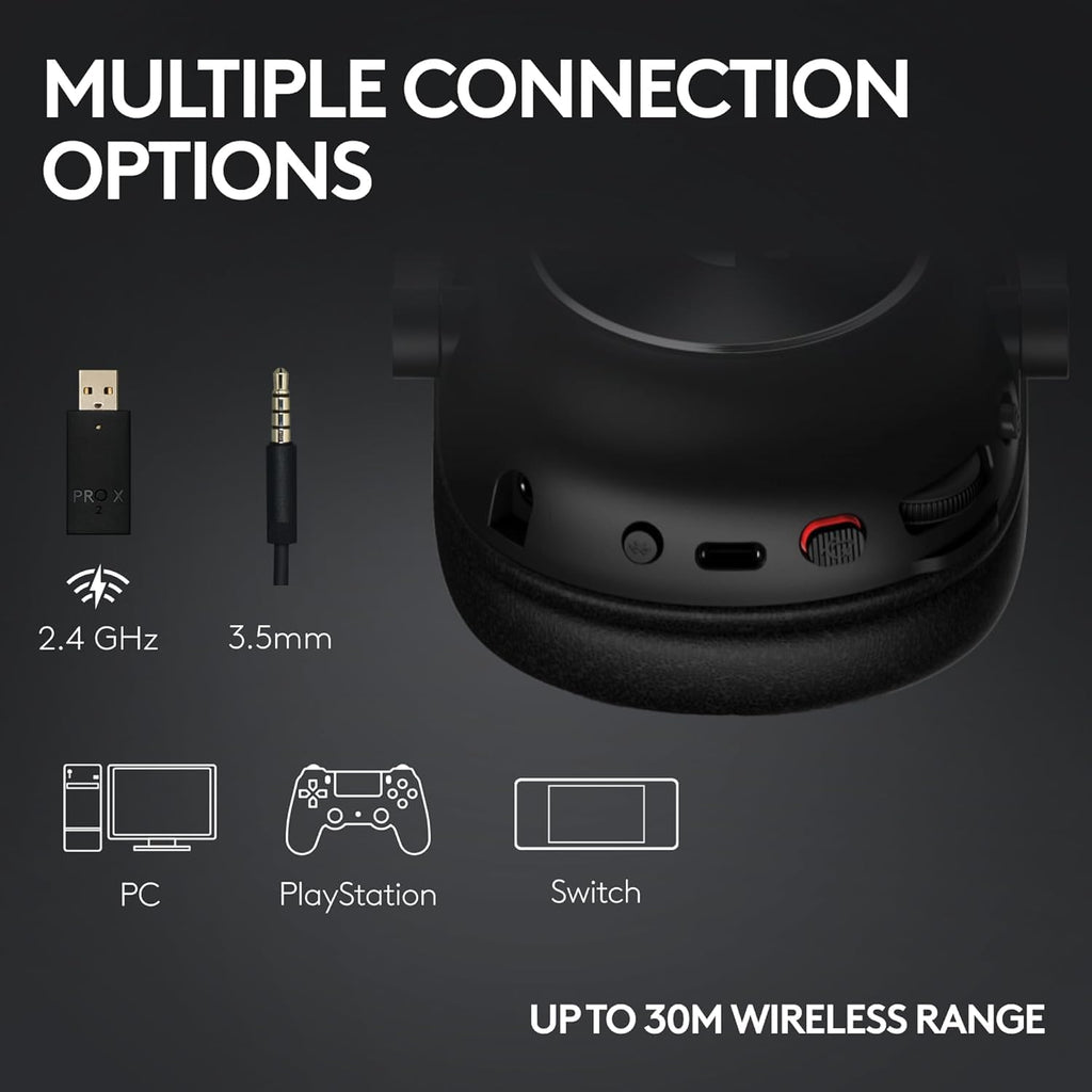 Logitech G PRO X 2 Lightspeed Wireless Gaming Headset: Detachable Boom Mic, 50mm Graphene Drivers, DTS:X Headphone 2.0—7.1 Surround, Bluetooth/USB/3.5mm Aux, for PC, PS5, PS4 - White (Renewed)