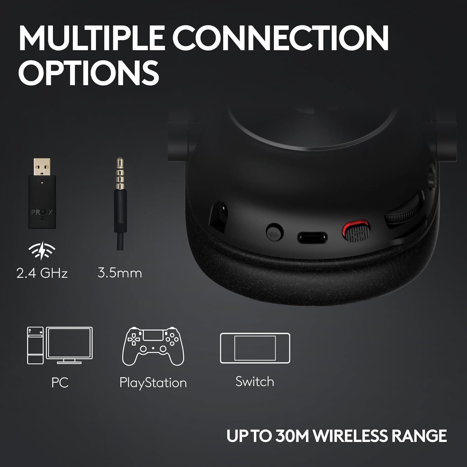 Logitech G PRO X 2 Lightspeed Wireless Gaming Headset: Detachable Boom Mic, 50mm Graphene Drivers, DTS:X Headphone 2.0—7.1 Surround, Bluetooth/USB/3.5mm Aux, for PC, PS5, PS4 - White (Renewed)