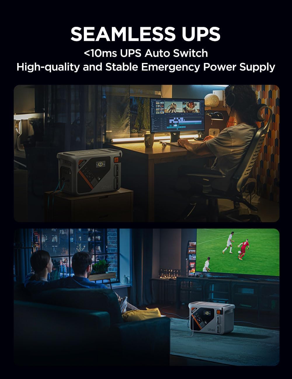 Litheli Portable Power Station Eclair 1000, 1800W Solar Generator, 1069Wh Outdoor Generator, 1H Fast Charging LiFePO4 Power Station for Outdoor Camping, Emergency and RVs(Solar Panels Optional).