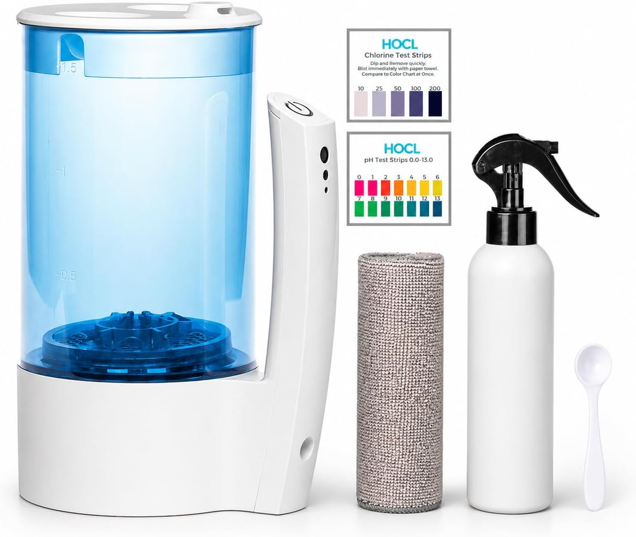 Eco One Portable Hypochlorous Acid (HOCL) Generator Machine, DIY Multi-Purpose Cleaner & Disinfectant, Includes Test Strips, Microfiber Cloth and Fine Mist Sprayer