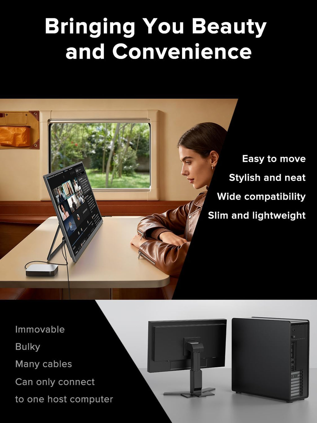 UPERFECT Portable Monitor 27', Dual Mode 4K UHD 144Hz/FHD 288Hz Gaming Monitor, 0.1ms FreeSync, 600 Nits, 125% sRGB, USB-C & HDMI 2.1 & DP 1.4, Large Second Screen for Laptop, Computer, Game Consoles