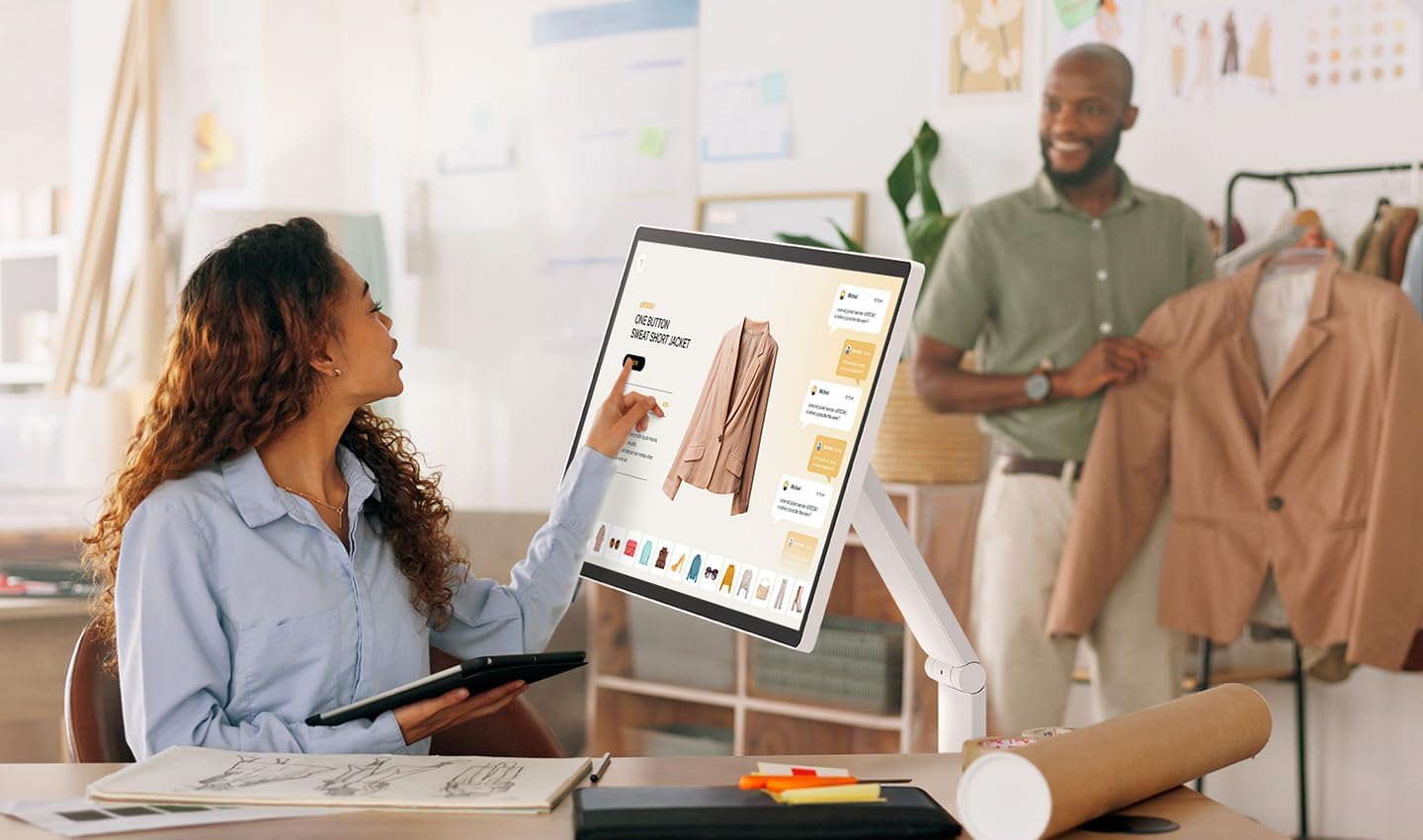 LG Smart Monitor Swing 32U889SA-W 32-Inch 4K UHD (3840x2160) IPS Touchscreen on a Fully Adjustable Wheeled Base HDR10, webOS, Built-in Speaker, HDMI, USB Type-C, Tilt/Height/Swivel/Pivot Stand, White