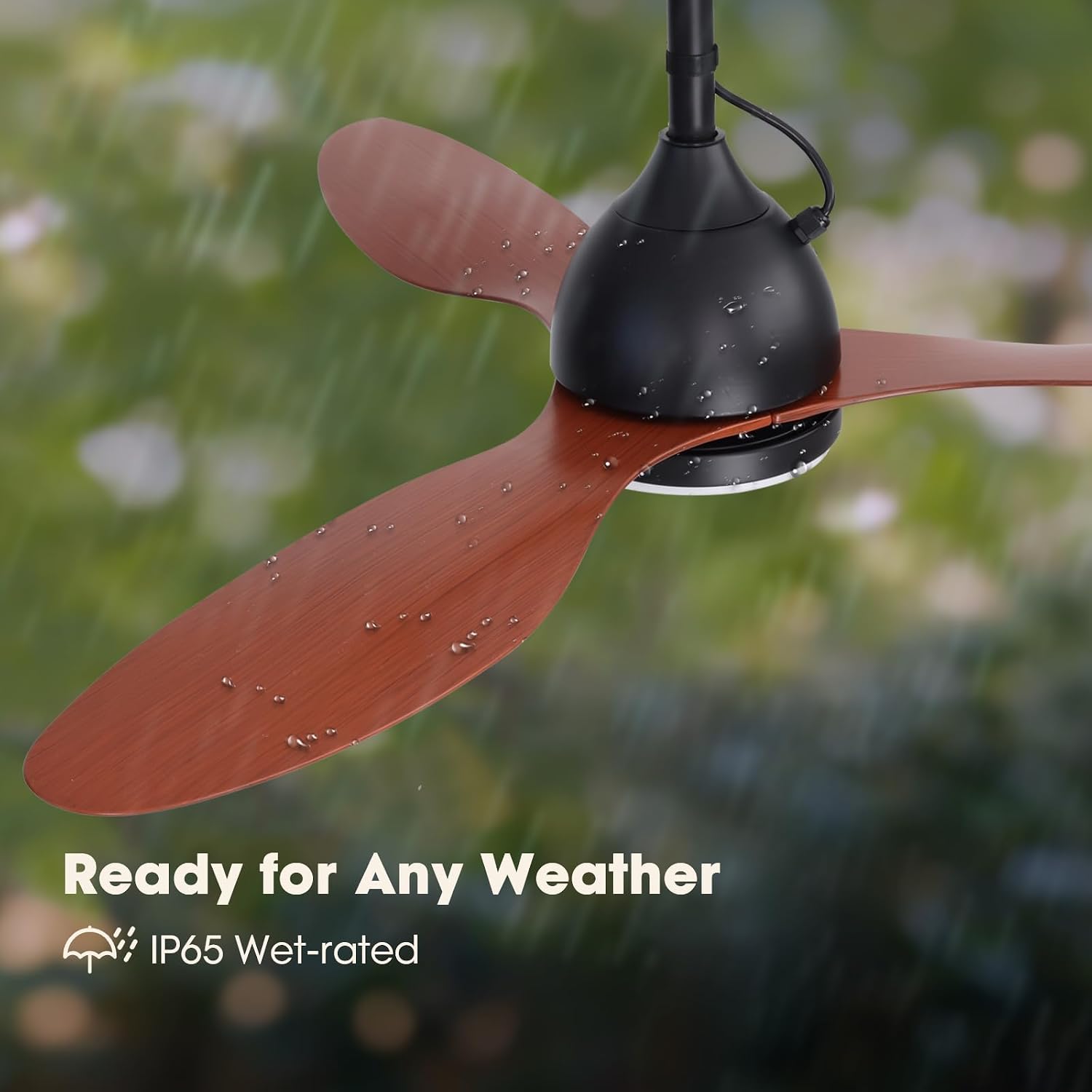 42' Outdoor Ceiling Fan, IP65 Waterproof Gazebo Fan with Light, Remote Control，6 Speeds，3CCT, Plug in Ceiling Fan with Adjustable Hanging Rod for Patio, Porch, Canopy