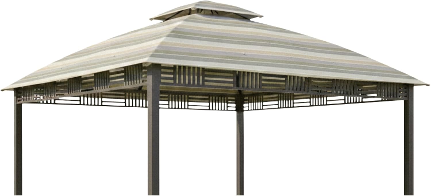 Garden Winds Durable 350 Replacement Canopy Top Compatible with Westbrook 10' x 12' Gazebo Model A101007903 - Stripe Stone