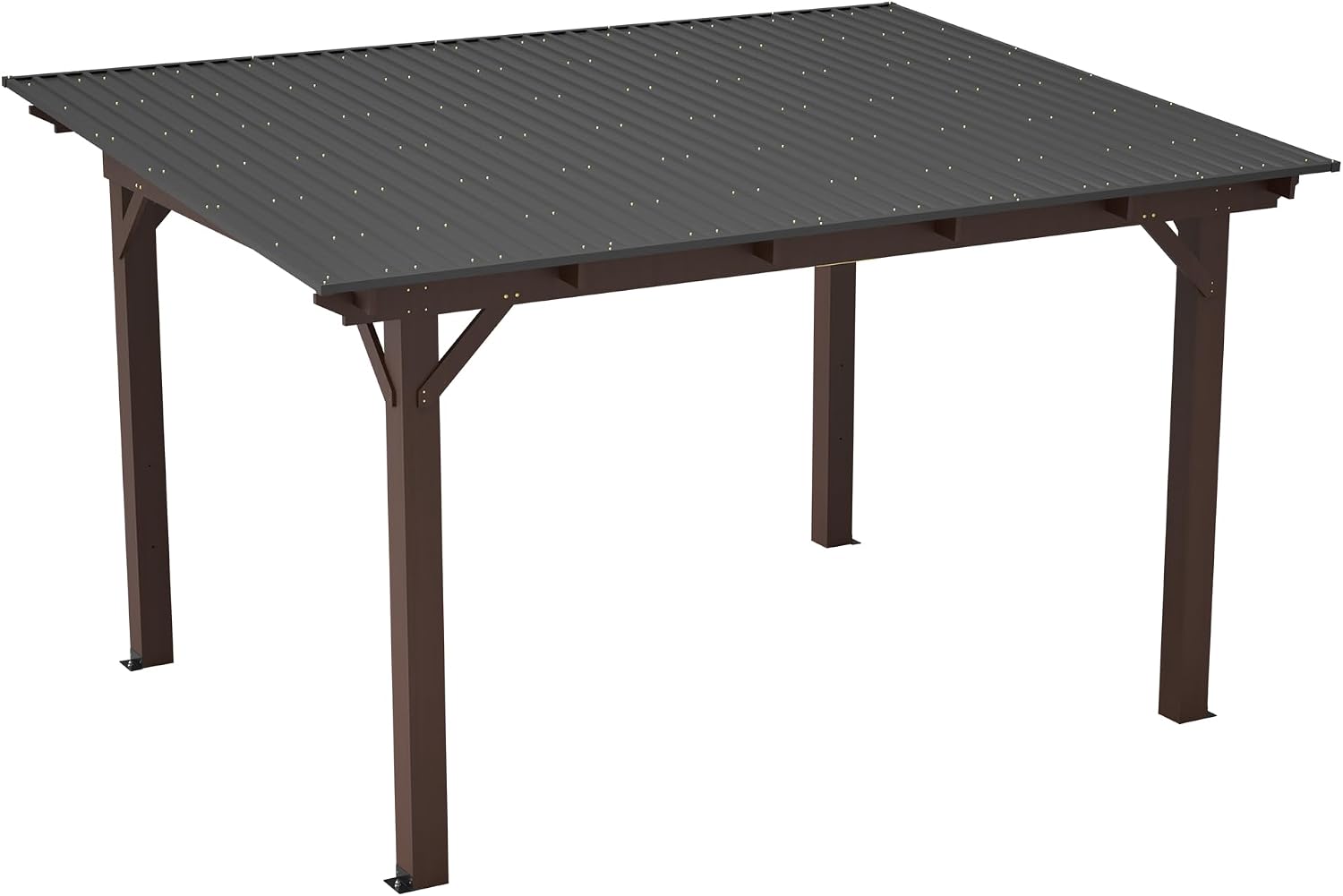 13x9.5 FT Outdoor Wood Gazebo with Sloping Metal Roof, Heavy-Duty Wooden Hardtop Gazebos, Patio Wooden Grill Pergola Shade for Deck Poolside Backyard Garden