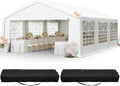 Quictent 20x20ft Party Tent Heavy Duty Outdoor Gazebo White Wedding Tent Canopy Event Shelter Carport with Removable Sidewalls& Carry Bags