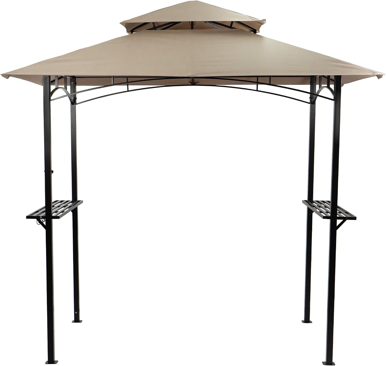 KOZYARD Andra 8' x 5' BBQ Grill Gazebo Canopy Tent, Soft Top Vented Roof, Steel Frame with Side Shelves & Utensil Hooks, 4 Magnetic Detachable LED Lights, Outdoor Grill Shelter