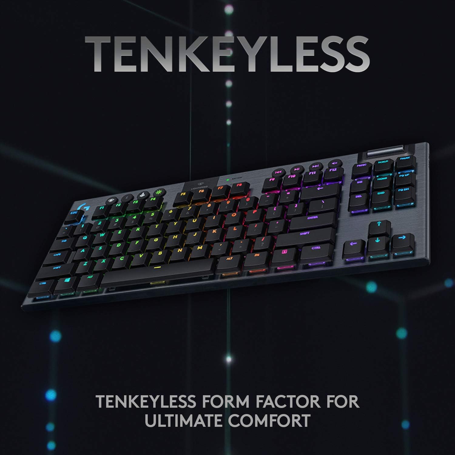 Logitech G915 TKL Tenkeyless Lightspeed Wireless RGB Mechanical Gaming Keyboard, Low Profile Switch Options, Lightsync RGB, Advanced Wireless and Bluetooth Support - Clicky