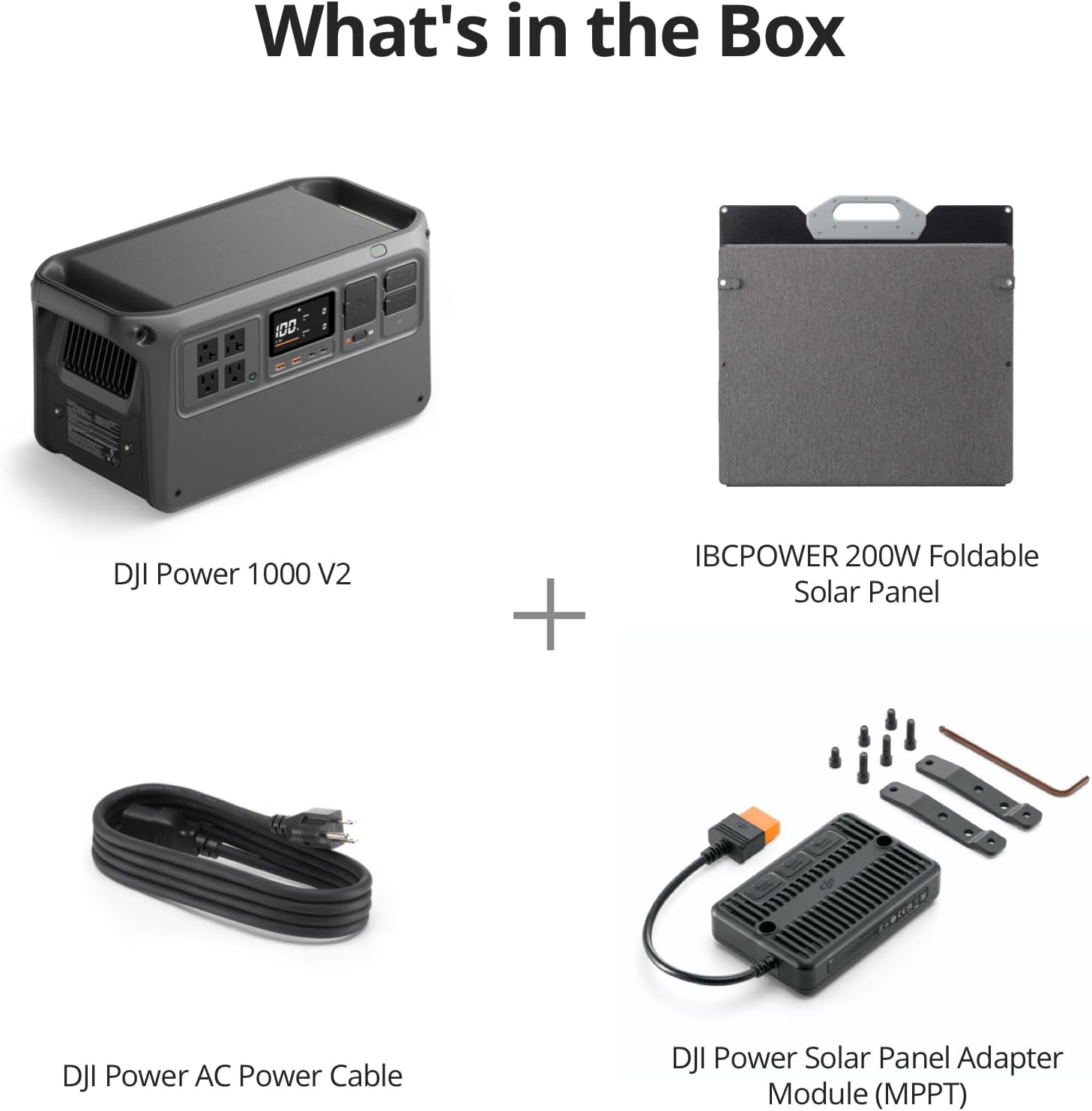 DJI Power 1000 V2 Portable Power Station, Foldable Solar Panel, 1024Wh LFP Battery, 2600W Stable Output, 0-80% in 37 Mins, Enhanced Safety, Ultra-Quiet, Camping, Blackout, RV