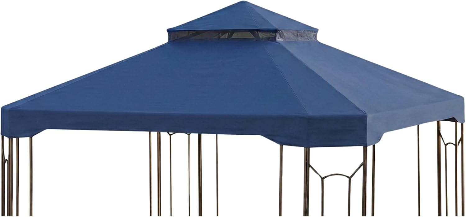 Garden Winds Reinforced RipLock 350 Replacement Canopy Top Cover Compatible with Cottleville 10' x 10' Gazebo Model GFS00744A - True Navy