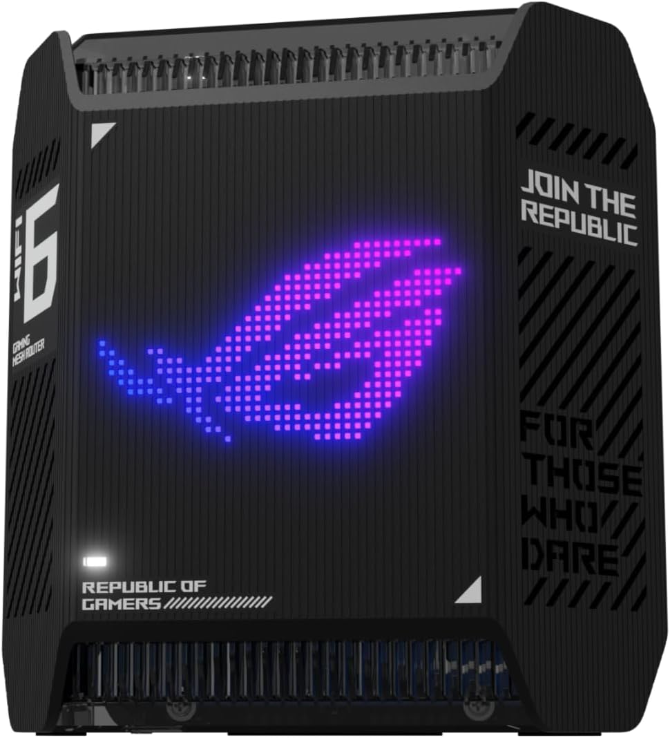 ASUS ROG Rapture GT6 (1PK) Tri-Band WiFi 6 Gaming Router, Covers up to 2,900 sq ft, 2.5 Gbps Port, Triple-Level Game Acceleration, UNII 4, Lifetime Internet Security, Black