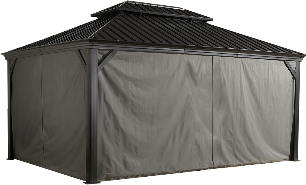 Sojag Grey Curtains for Monaco/Messina/Mykonos Gazebos, 12 ft. x 16 ft., Spun Polyester, Outdoor Shades