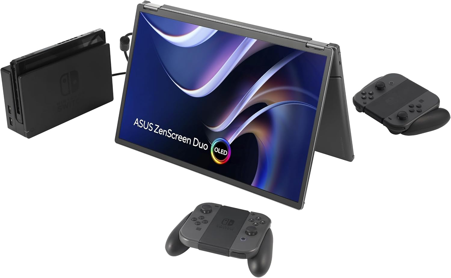 ASUS ZenScreen Duo OLED 360° Foldable Portable Monitor (MQ149CD) - Dual 14-inch, 16:10, 1920x1200, DisplayHDR400 True Black, 100% DCI-P3, Delta<2, Dual USB-C, Mini-HDMI, Kickstand, 3 yr Warranty