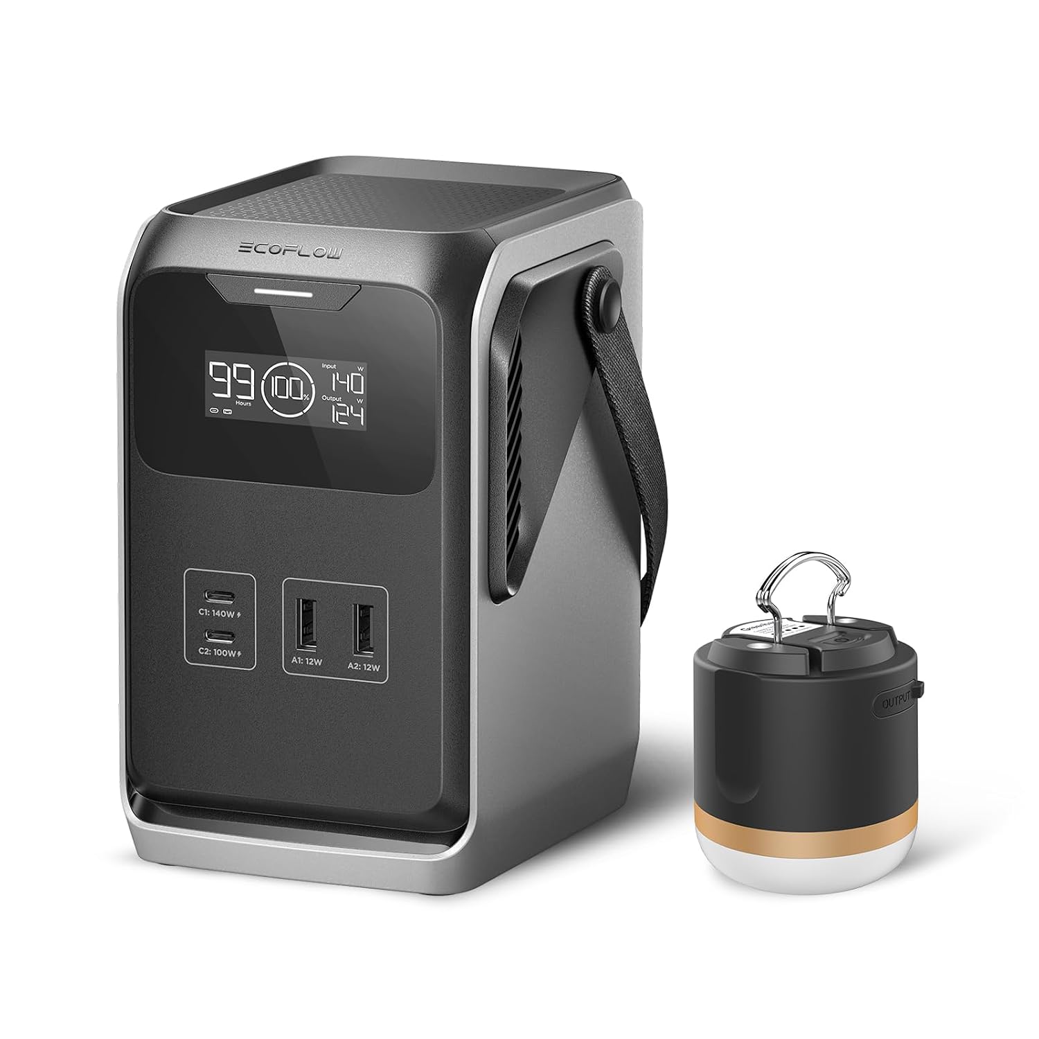 EF ECOFLOW TRAIL 200 DC Portable Power Station with Camping Lamp, 192Wh LiFePO4 Battery, 220W DC Output, Compact Power Bank for Camping, Travel, Outdoors, and Emergency Use