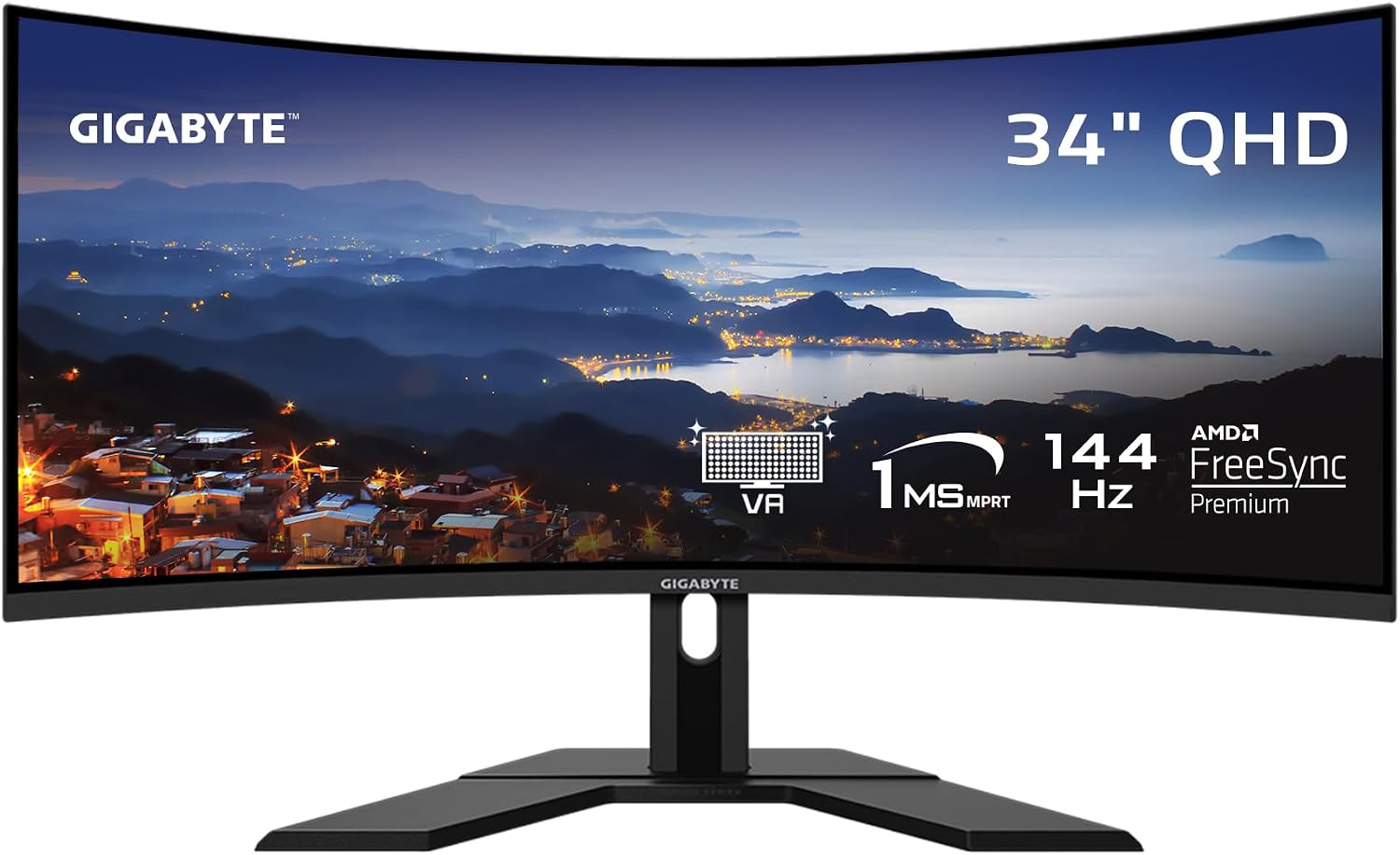 GIGABYTE G34WQC Advanced 34' 144Hz Ultra-Wide Curved Gaming Monitor, 3440 x 1440 VA 1500R Display, 1ms (MPRT) Response Time, 90% DCI-P3, VESA Display HDR400, FreeSync Premium, Black (G34WQC A-SA)