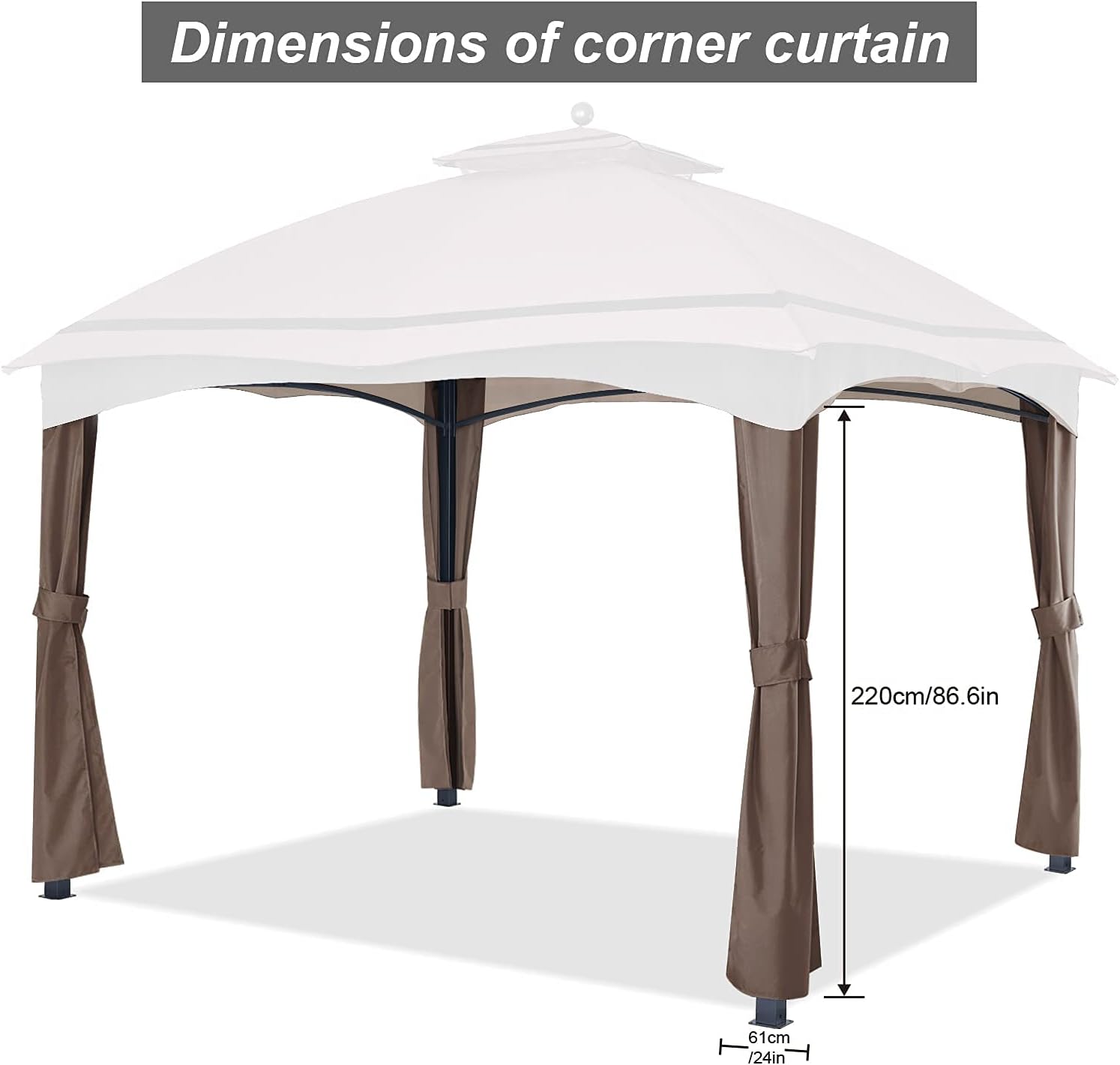 ABCCANOPY Gazebo Replacement Pole Covering Curtains for #GF-12S004B-1, Brown