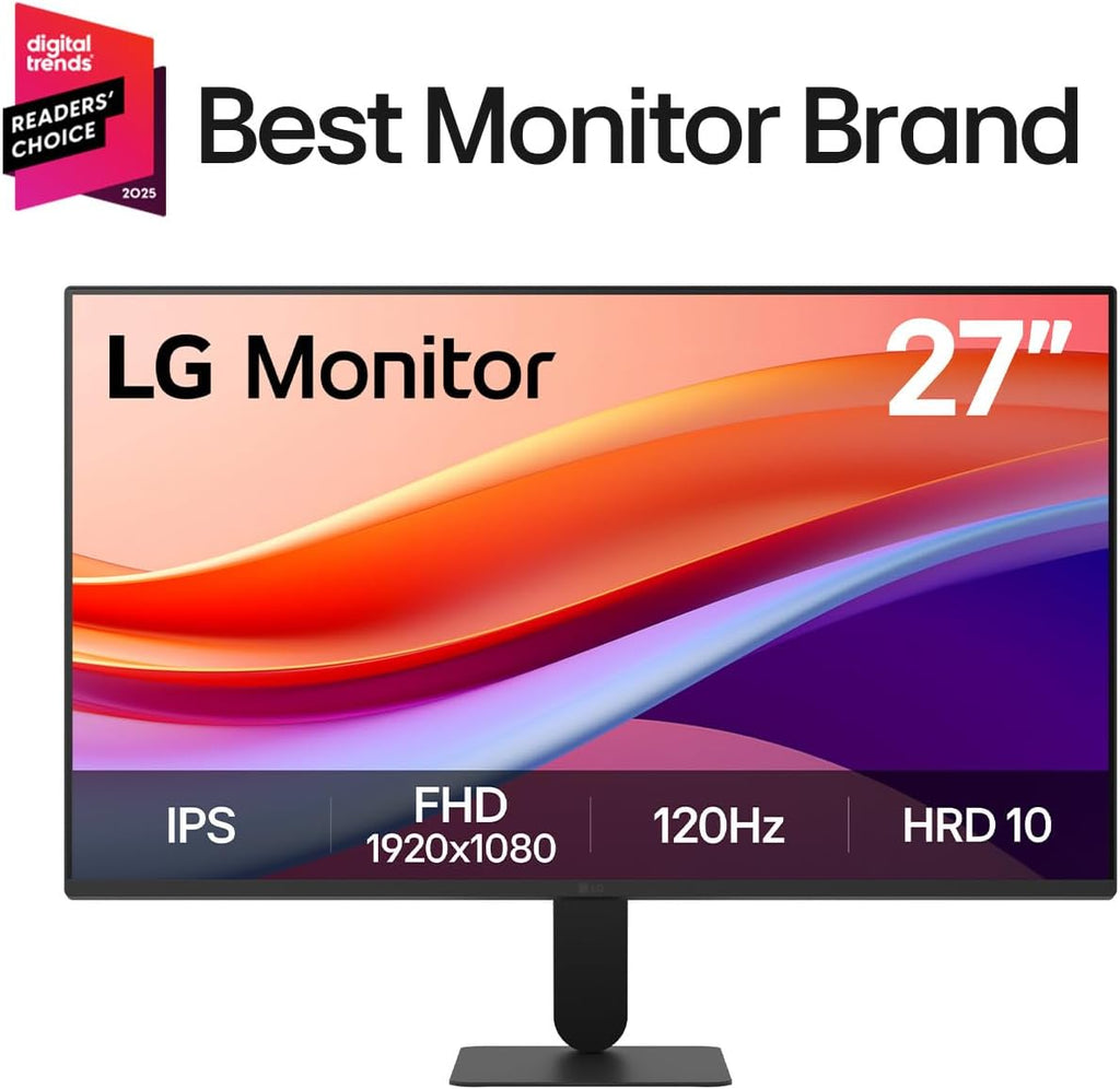 LG 27U411A-B 27-inch Full HD (1920 x 1080) IPS Computer Monitor, 120Hz, HDR10, Reader Mode, Flicker Safe, HDMI, Slim Stand Base, Black