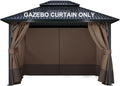 COWVIE 4-Panel 12' x 16' Gazebo Replacement Curtains, Patio Privacy Sidewalls with Double Zipper, Replacement for Outdoor Gazebo Canopy (Curtain Only)