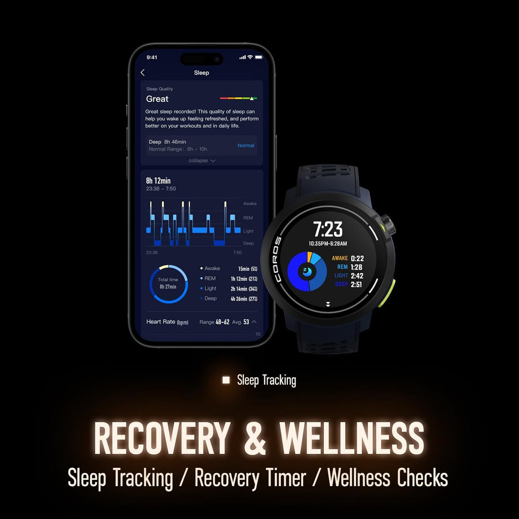 COROS PACE Pro GPS Sport Watch, 1.3-inch AMOLED Touchscreen, Fastest in Class Processor Running Watch, 20 Days Battery Life, Navigation with Global Offline Maps, Sleep Tracking, Running - Blue