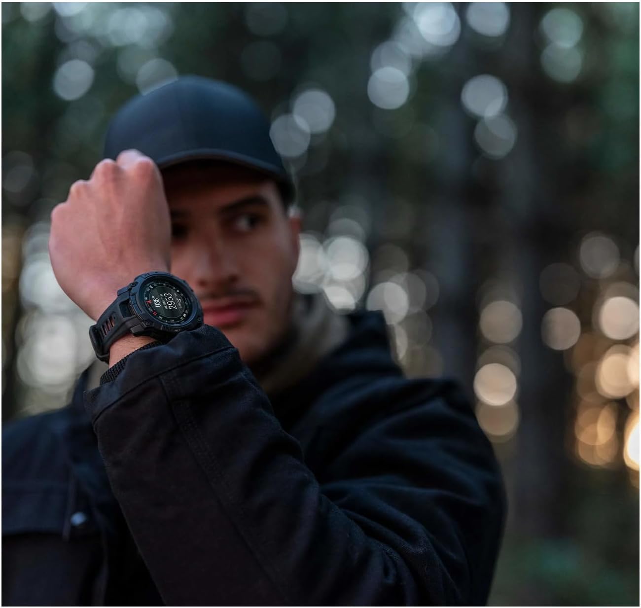 PlayBetter Garmin Instinct 3 AMOLED Tactical 50mm (Black) Rugged Outdoor GPS Smartwatch Gift Box Bundle - Built-in Flashlight HD Screen Protectors, Wall Adapter & Case