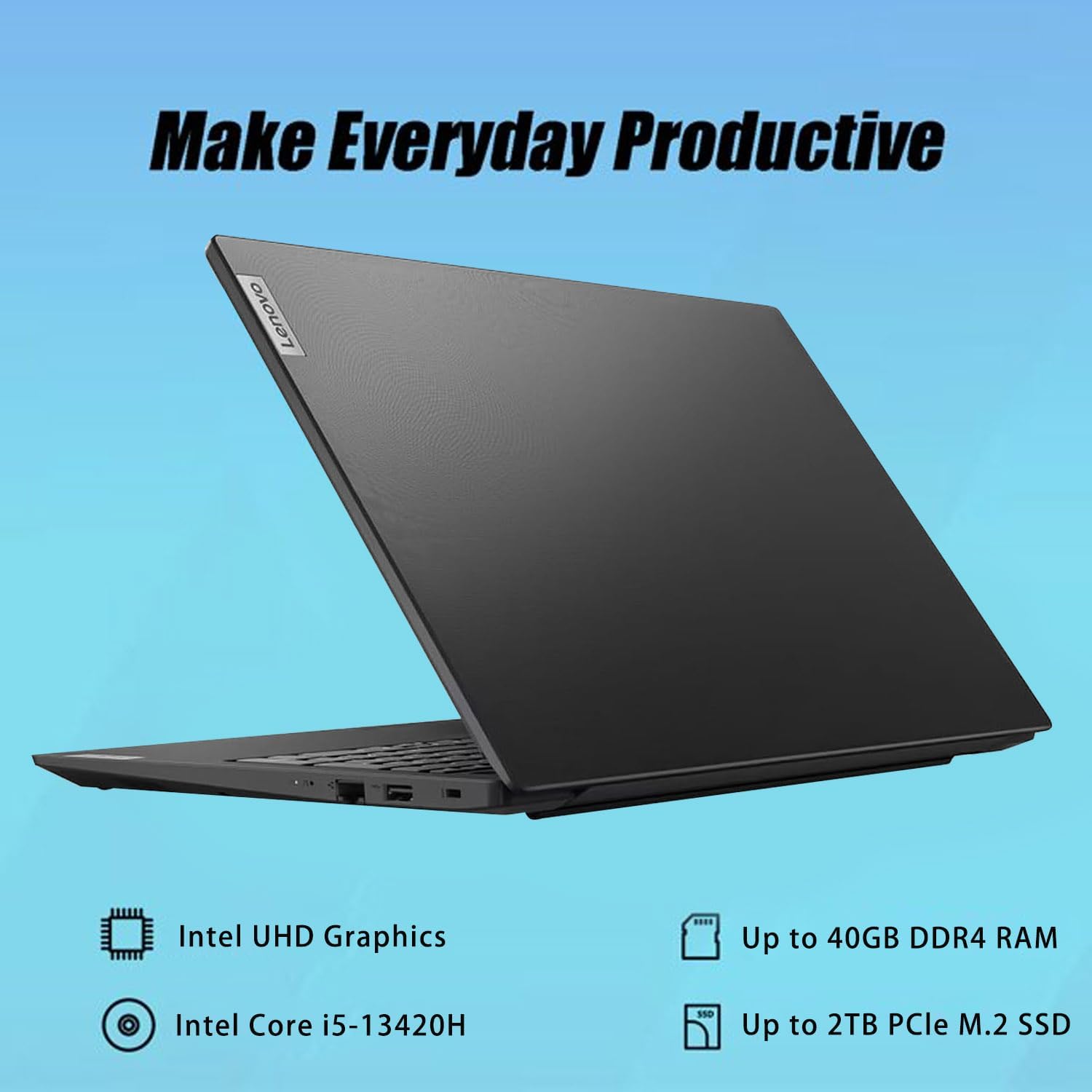 Lenovo V15 Gen 4 Business Laptop, 15.6' FHD Display, Intel Core i5-13420H (Beat i7-1355U), HDMI, RJ45, Webcam, Numeric Keypad, Wi-Fi, Windows 11 Pro, Black (16GB RAM | 512GB SSD)