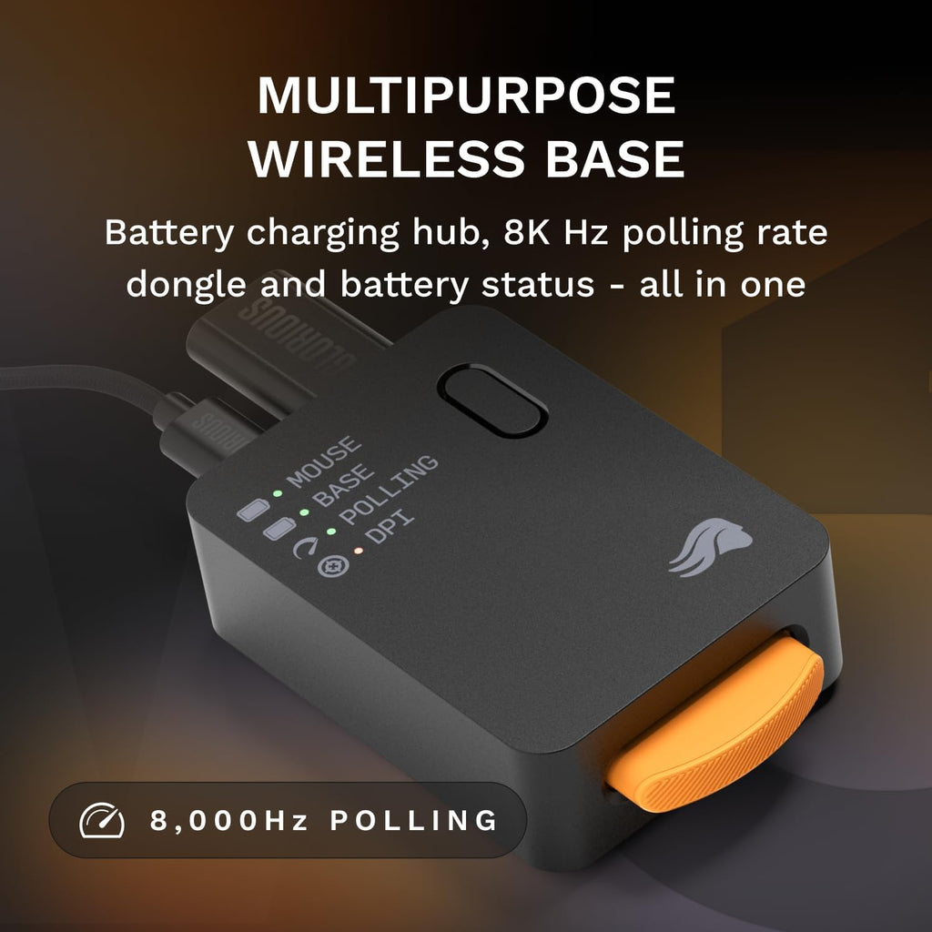 GLORIOUS Gaming Model D3 Wireless Gaming Mouse - InfinitePlay Swappable Battery, 130H Battery Life, 8k Polling, 130M Optical Switches, Ultralight 69g, 30K DPI Optical Sensor, RGB - Black