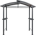 BPS 8x5 FT BBQ Grill Gazebo with Double-Tier Polycarbonate Roof, Steel Frame & Side Shelves, for Outdoor, Patio, Backyard