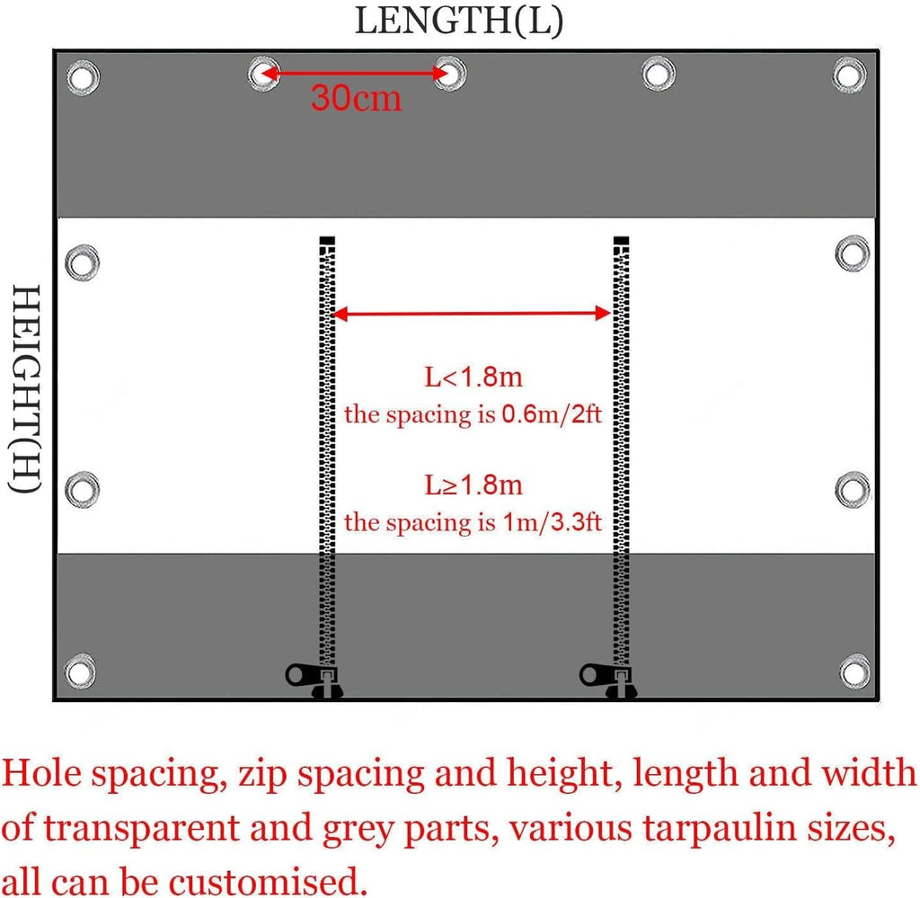 Waterproof Pergola Side Panels with Zipper and Eyelets, Outdoor Vinyl Curtain Transparent Waterproof Tarpaulin Panel for Patio, Pergola, Porch, Gazebos Partition Curtain HSYFdy (Size : 10'wx10'h(3 x3