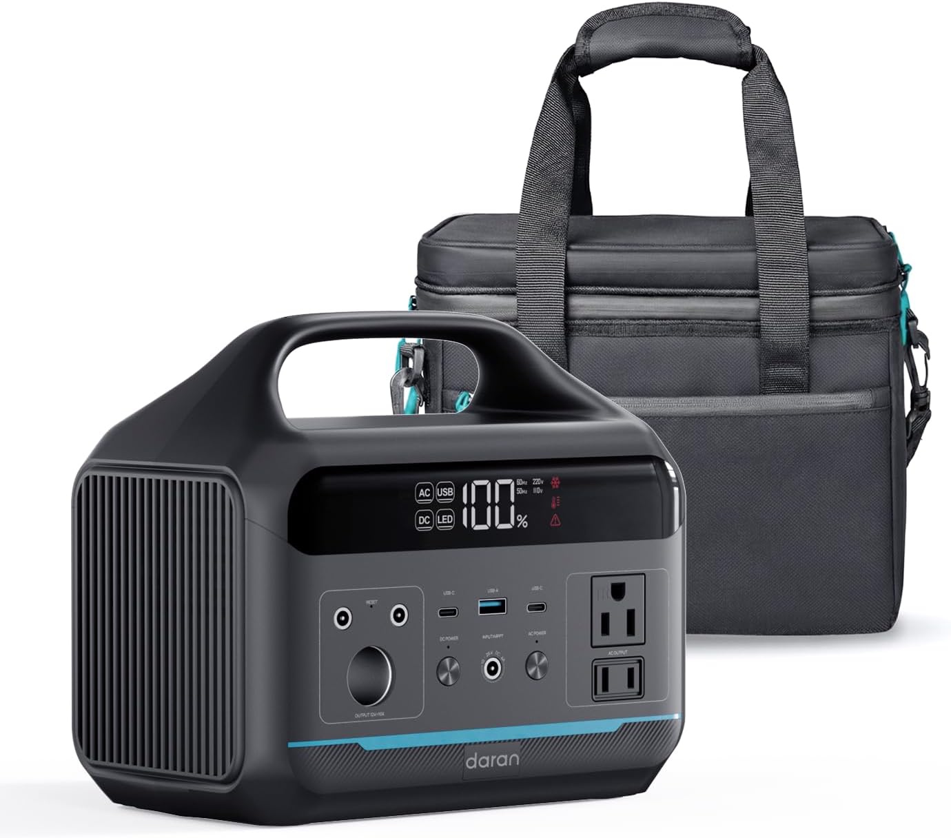 Portable Power Station 192Wh(60,000mAh) with Bag, 300W (600W surge)Power Bank LiFePO4 Battery Backup, Compact Solar Generator 8-Port Design w/2 AC Outlets for Home,RV, Hurricane, Camping,Emergency