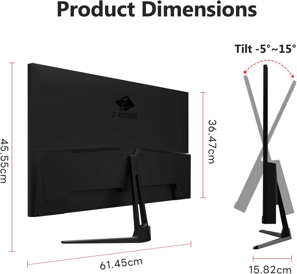 Z-Edge 27-inch Gaming Monitor QHD 2560 x 1440 2K, 180Hz Refresh Rate, 1ms MPRT, UG27QF Fast IPS Computer Monitor with Crosshair, HDMI 2.0x2, DP 1.4x2