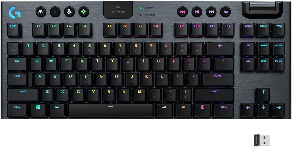 Logitech G915 TKL Tenkeyless Lightspeed Wireless RGB Mechanical Gaming Keyboard, Low Profile Switch Options, LIGHTSYNC RGB, Advanced Wireless and Bluetooth Support - Tactile (Renewed)