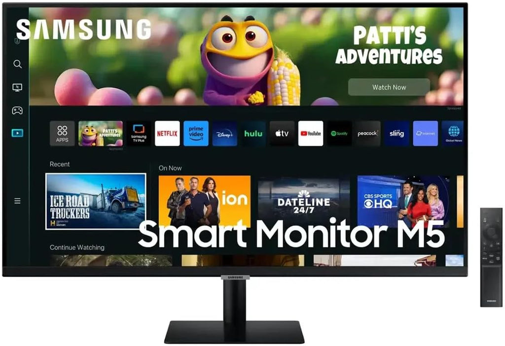 Samsung 32' M5 Series 4K Smart Monitor, Streaming TV, Multiple Ports, HDMI, 60Hz, 4ms, Black, with HDMI Cable