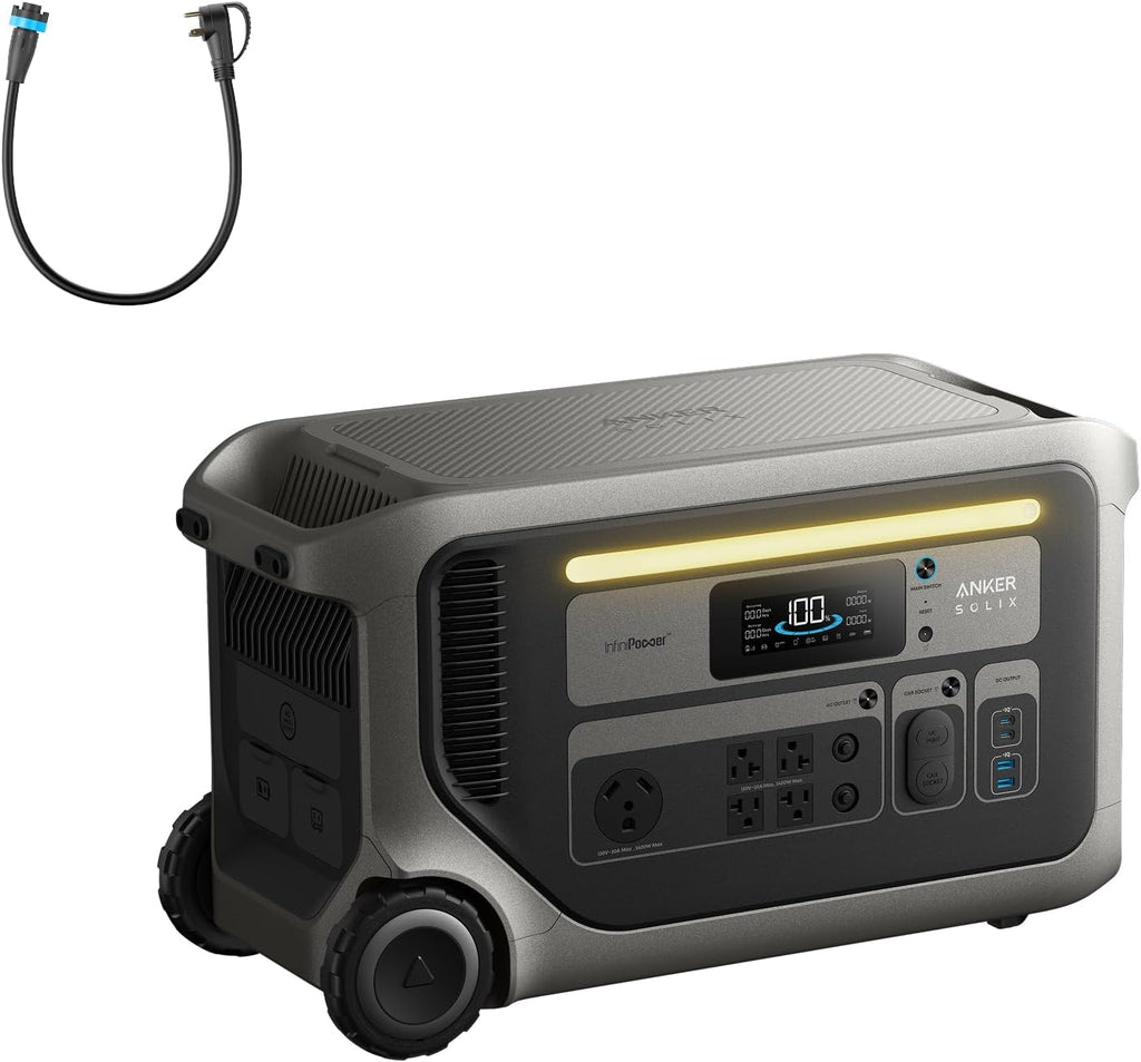 Anker SOLIX F3000 Portable Power Station and TT-30 Charging Cable，3,072Wh, 6,000W Recharging, Solar Generators for Home Use, For Power Outages, Camping, RVs, Emergencies