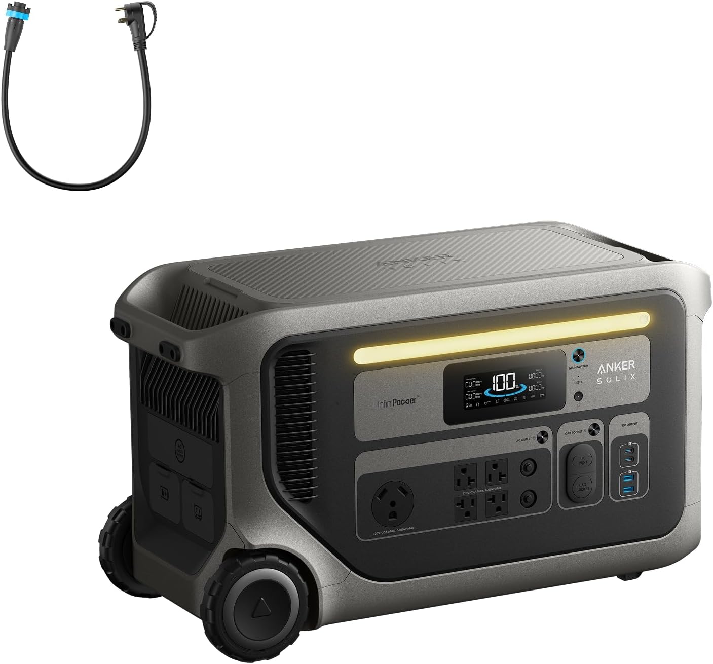 Anker SOLIX F3000 Portable Power Station and TT-30 Charging Cable，3,072Wh, 6,000W Recharging, Solar Generators for Home Use, For Power Outages, Camping, RVs, Emergencies