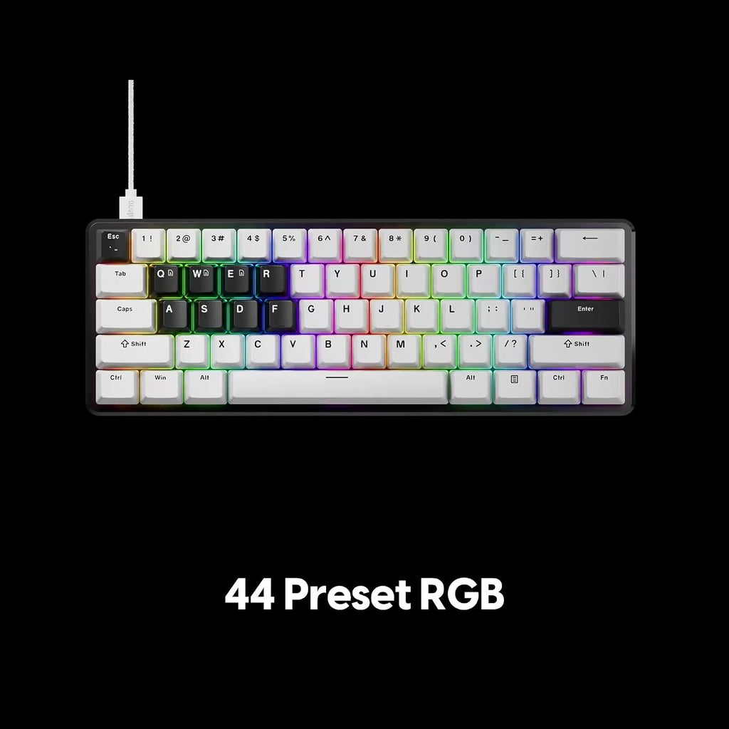 Pulsar PCMK 3 HE 60 Hall Effect Magnetic Gaming Keyboard, Rapid Trigger, Adjustable Actuation Magnetic Switch, 8k Polling, Ultra-Low Latency, RGB Lighting, Hot-Swap, Double Shot PBT Keycaps (White)