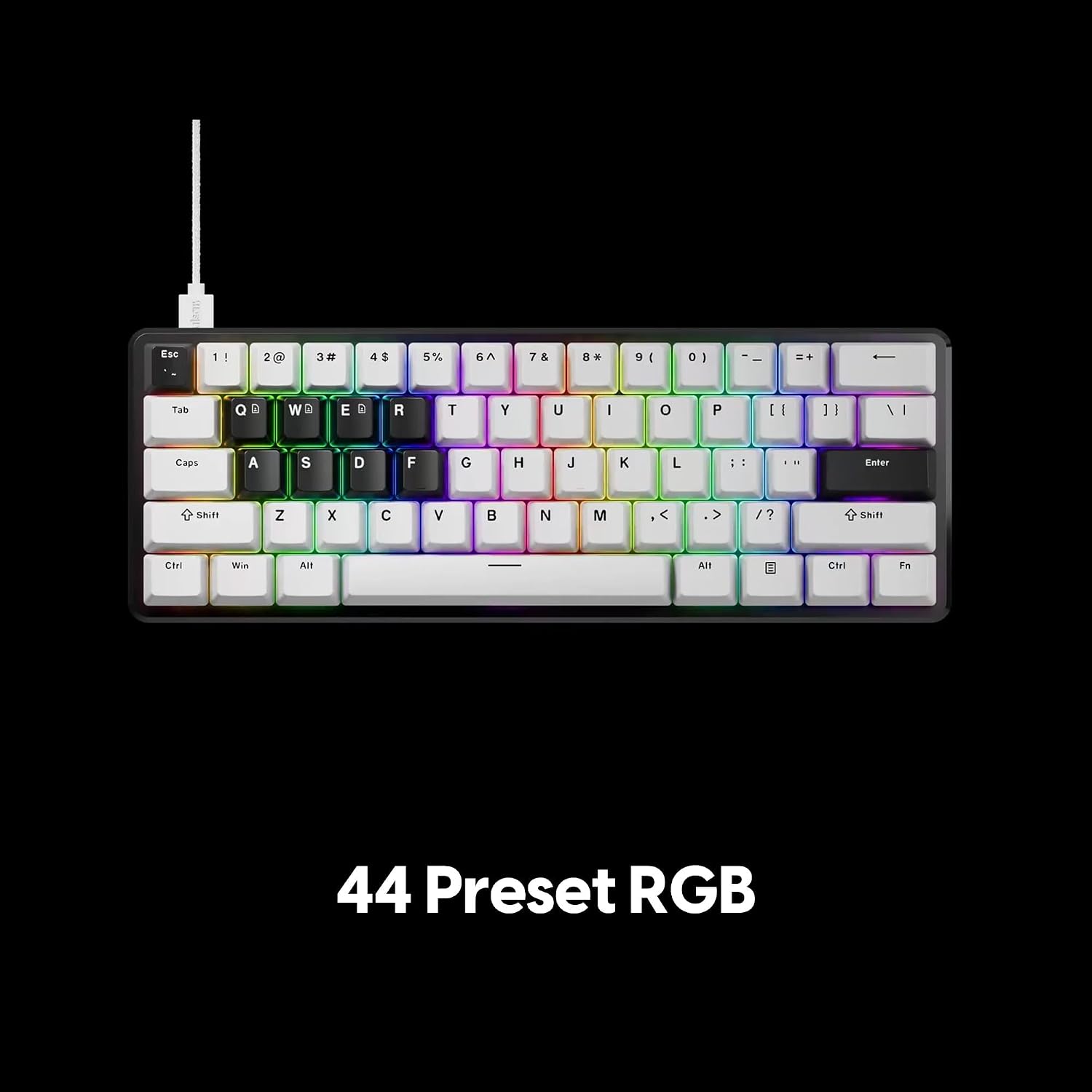 Pulsar PCMK 3 HE 60 Hall Effect Magnetic Gaming Keyboard, Rapid Trigger, Adjustable Actuation Magnetic Switch, 8k Polling, Ultra-Low Latency, RGB Lighting, Hot-Swap, Double Shot PBT Keycaps (White)