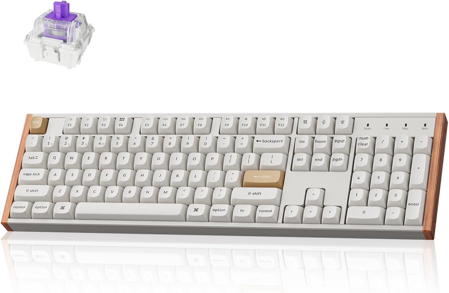 Keychron K10 HE Hall Effect Keyboard, Gateron Double-Rail Magnetic Nebula Switch, Full-Size Tri-Mode Wireless Keyboard with Rapid Trigger, Adjustable Actuation, RGB, Aluminum + Wooden Frame