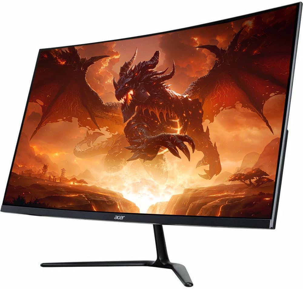 acer Nitro 32' Curved Gaming Monitor | FHD 1920 x 1080p | AMD FreeSync |165Hz Refresh Rate | Up to 1ms | 250 Nit Brightness | Anti-Glare Widescreen, with 5ave HDMI Cable