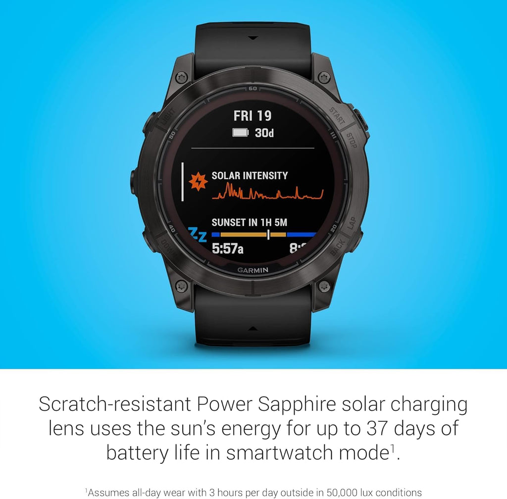 Garmin fēnix 7X Pro Sapphire Solar, Multisport GPS Smartwatch, Built-in Flashlight, Solar Charging Capability, Black - Renewed