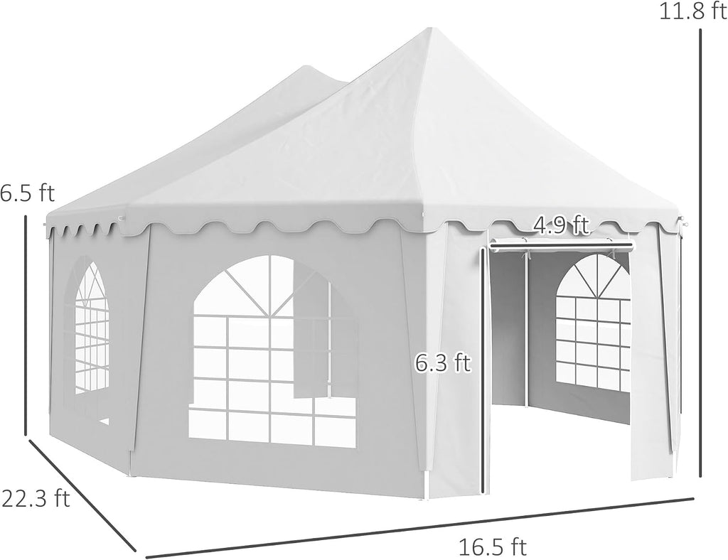 Outsunny 22 x 16 ft Party Tent, Wedding Tent with Sidewalls, Heavy Duty Event Tent with 2 Doors and 6 Windows, Outdoor Gazebo Tent for Party, White