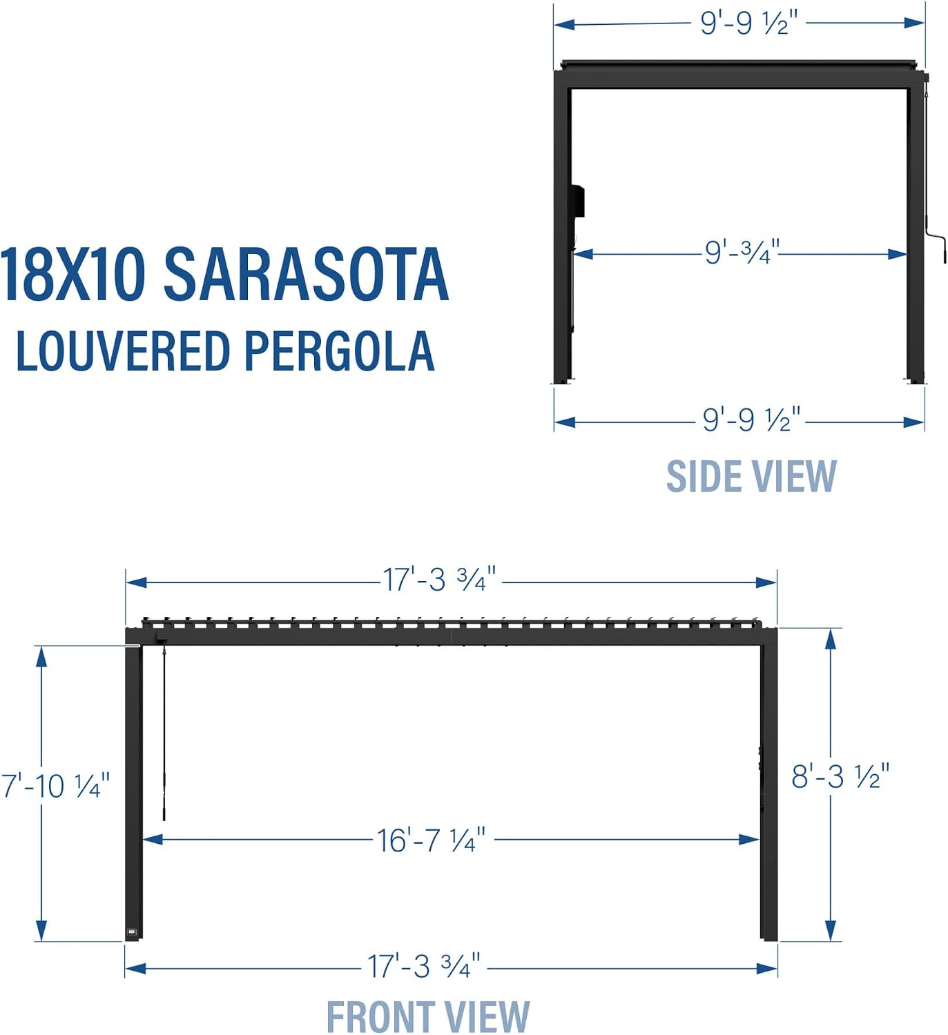 Backyard Discovery Sarasota 18' x 10' Galvanized Steel Louvered Pergola Kit with Adjustable Roof, Shade, Rain Protection, High-Wind Rating, Gutter System for Outdoor Patio, Garden, Deck, Entertaining