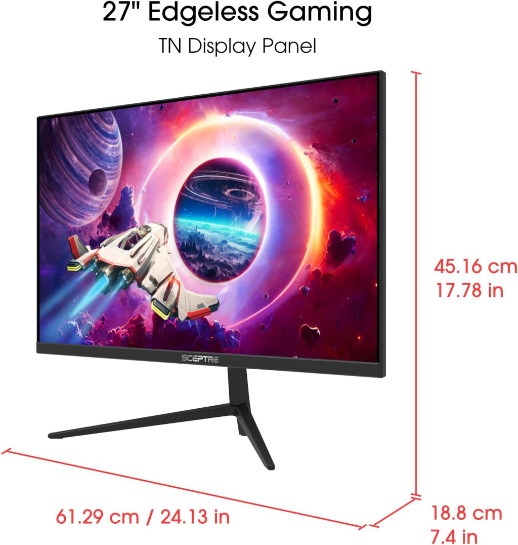 Sceptre 27-inch Gaming Monitor 165Hz 144Hz 1ms AMD FreeSync Premium HDMI DisplayPort Build-in Speakers, 99% sRGB Machine Black 2025 (E275B-FWD168 Series)