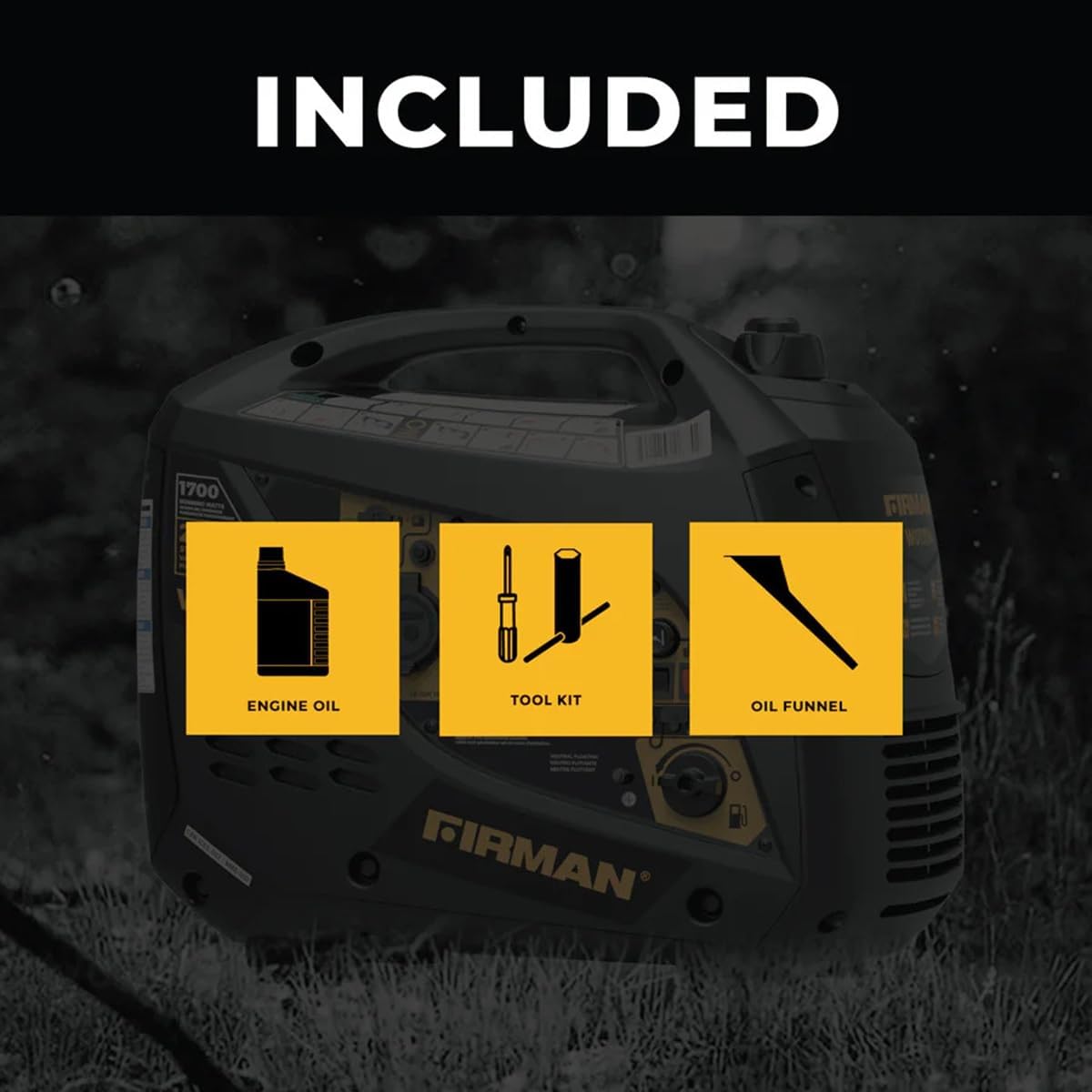 Firman W01784 Portable Generator with Built-in Parallel Kit - 2100/1700W