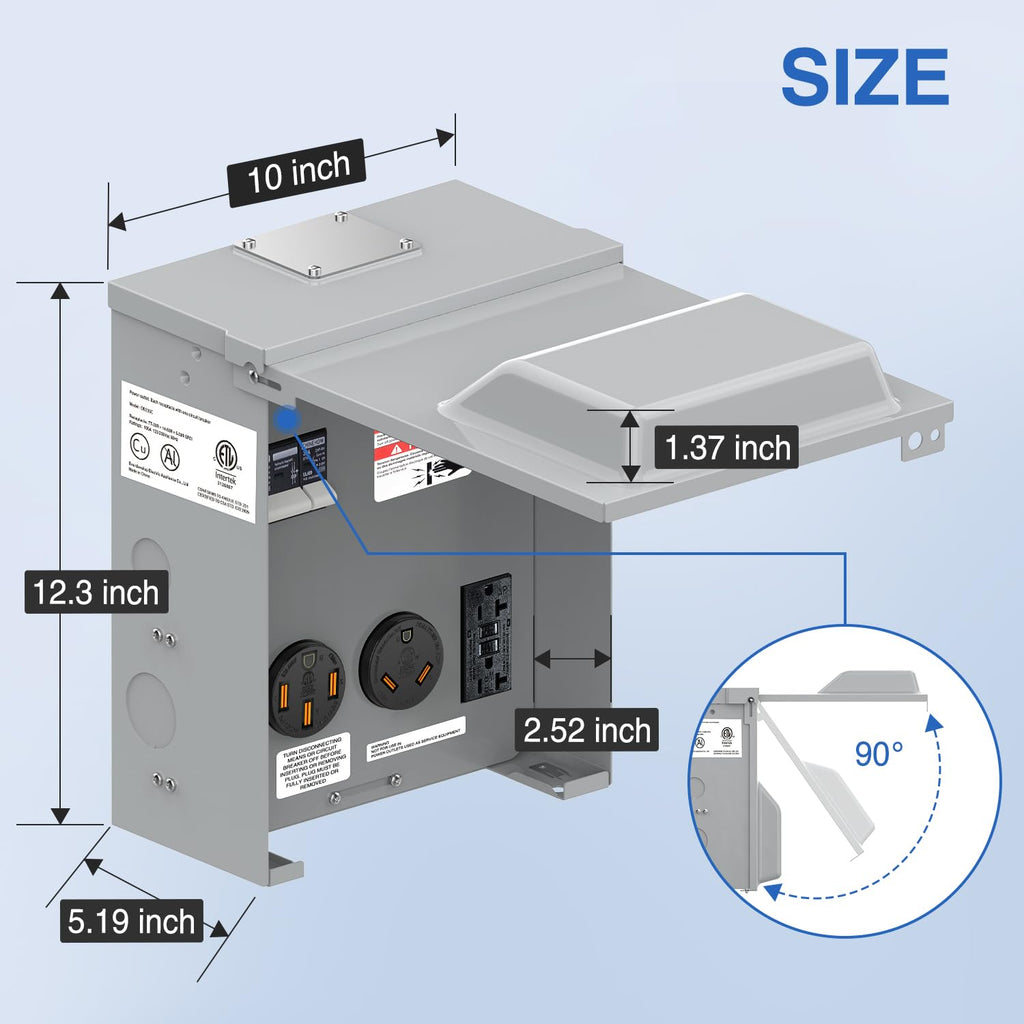 Nilight 20 30 50 Amp RV Power Outlet Box with Breaker 125/250V NEMA 14-50R TT-30R GFCI Temporary Receptacle Panel ETL Listed Heavy Duty Enclosed Lockable Waterproof for EV Camper Van Travel Trailer