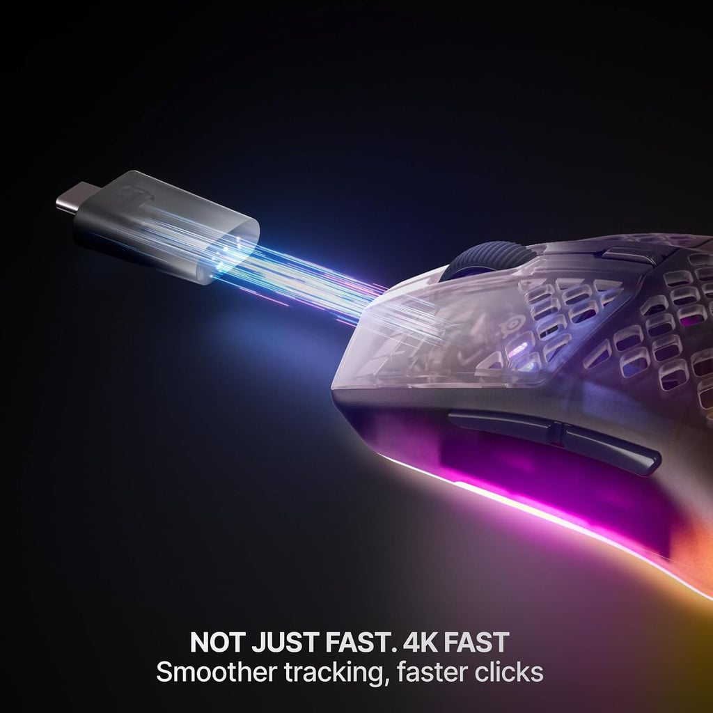 SteelSeries Aerox 3 Wireless Gen 2 - Super-Light 68g Gaming Mouse, 4K Polling, 26K DPI Optical Sensor, 200 Hour Battery, IP54 Water Resistant, 80m Click Durability, RGB, 100% PTFE Feet - Shadow
