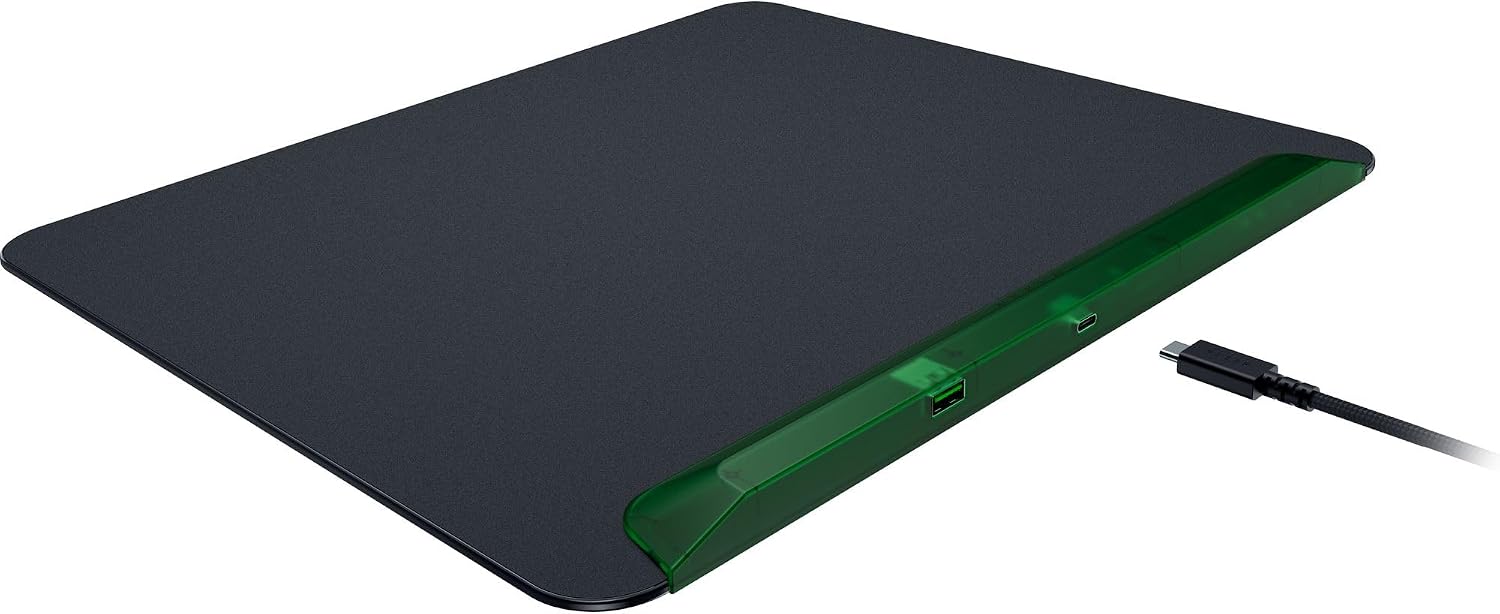Razer Firefly V2 Pro Fully Illuminated RGB Gaming Mouse Mat: Backlit Design - 15 Zone Chroma Lighting - USB 2.0 Port - Detachable USB Type C Cable - Micro Textured Surface - Anti Slip Base