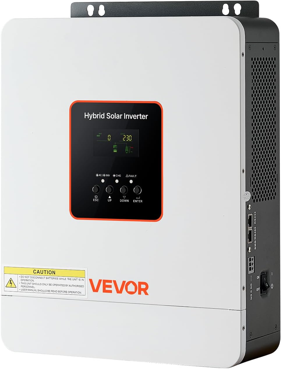VEVOR 3000W Hybrid Solar Inverter, 24V DC to 230V AC, Pure Sine Wave Power Inverter, Built-in 80A MPPT Solar Charge Controller, Works with Lead Acid Lithium Battery, for Home Camper, Off-Grid, NO WiFi